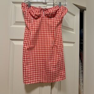 Beginning boutique gingham red plaid mini dress size 4